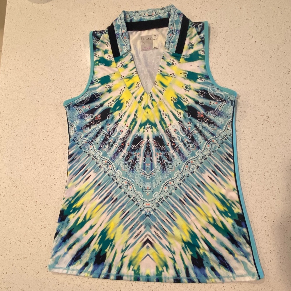 Lucky in Love Sleeveless shirt Size Small (4-6)Tennis Pickelball